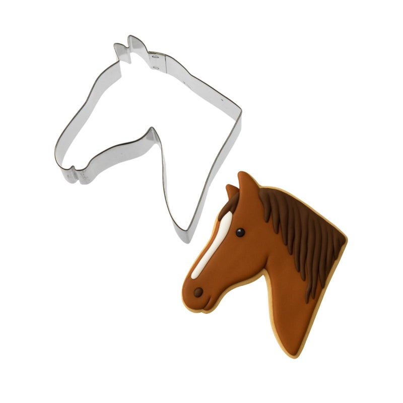 Foose Horse Head Cookie Cutter 4.5 Inch - Made in the USA â€“ Foose Cookie Cutters Tin Plated Steel Horse Head Cookie Mold - Image 1